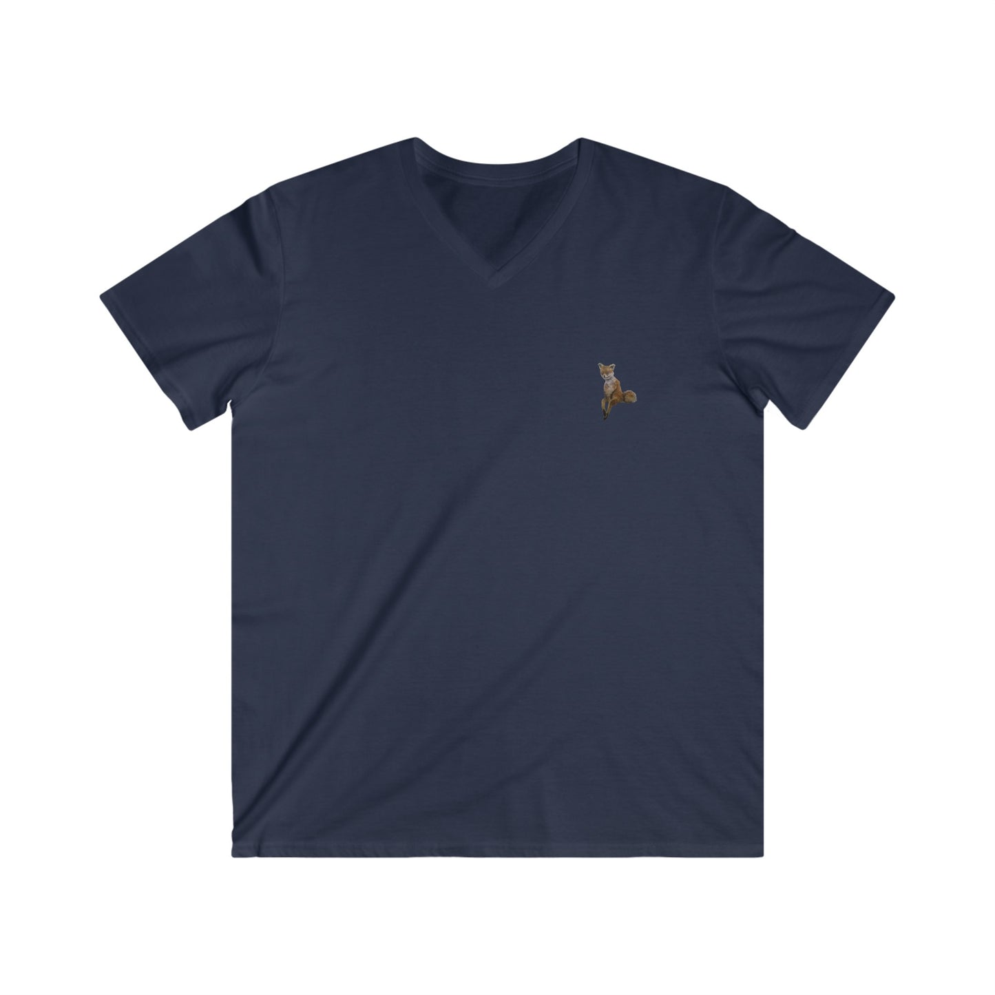 Men's Fitted V-Neck Short Sleeve Fox Tee