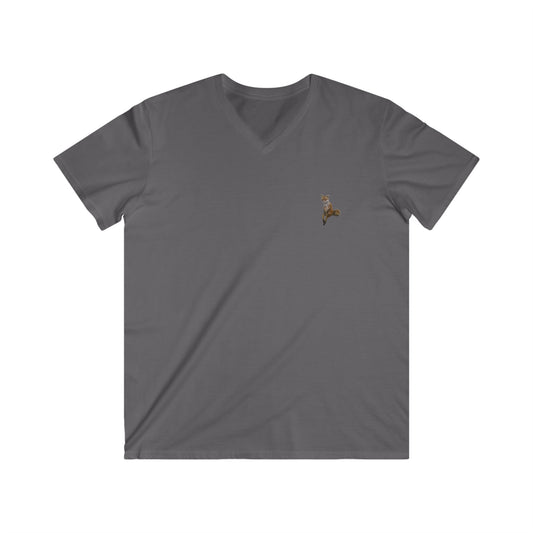 Men's Fitted V-Neck Short Sleeve Fox Tee